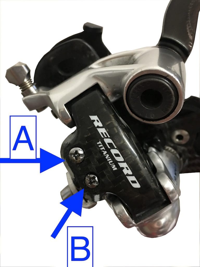 position des vis de réglage du dérailleur arrière