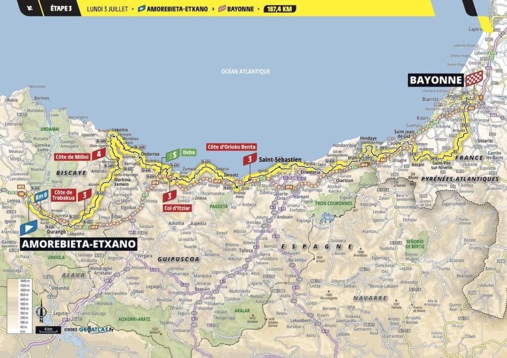 2023 Tour de France carte étape 3
