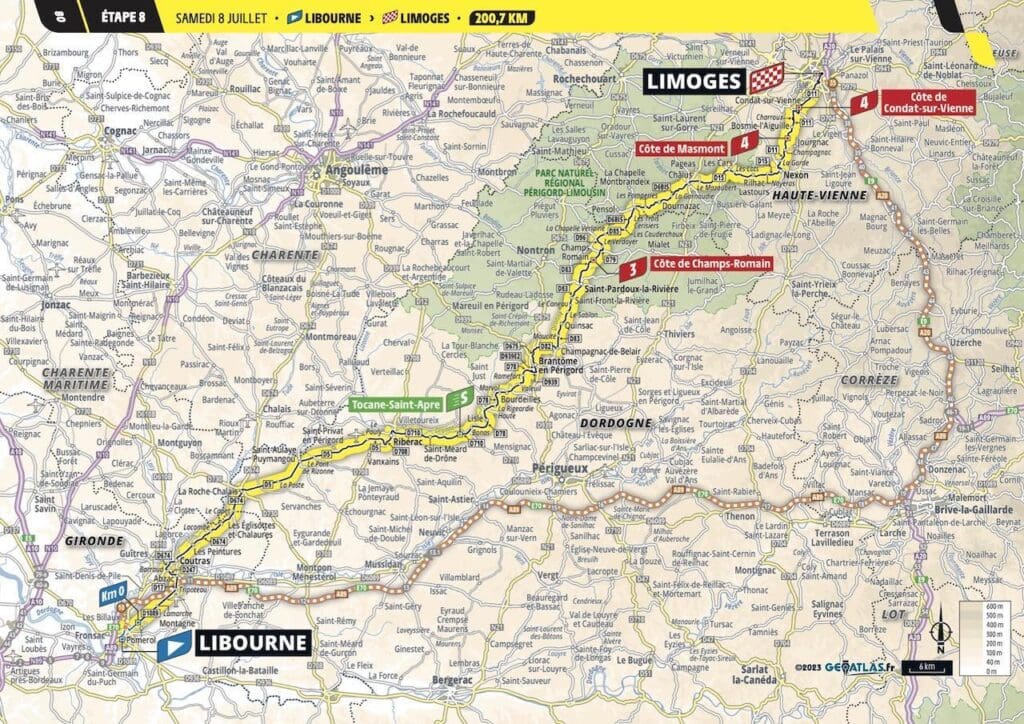 2023 Tour de France carte &eacute;tape 8