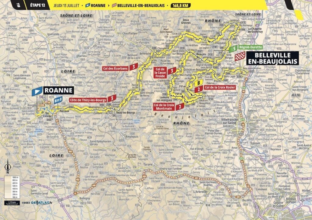 2023 Tour de France carte étape 12