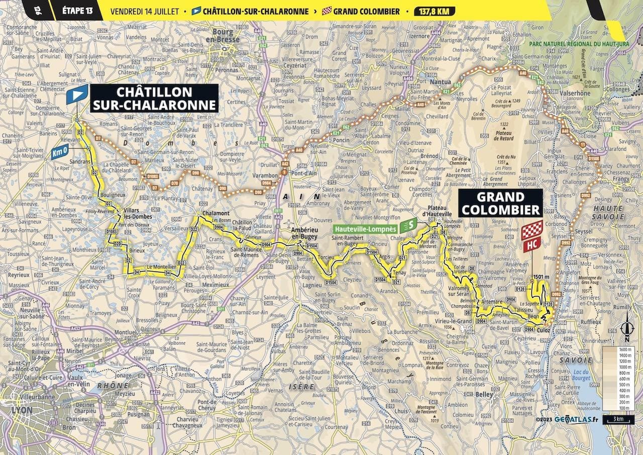 2023 Tour de France carte étape 13