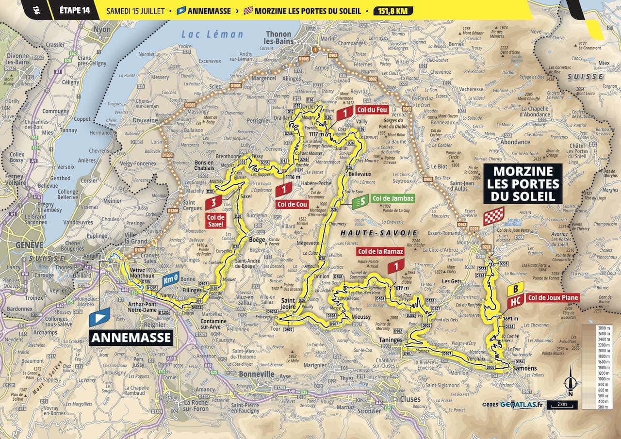 2023 Tour de France carte étape 14