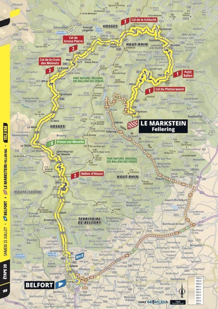 2023 Tour de France carte étape 20