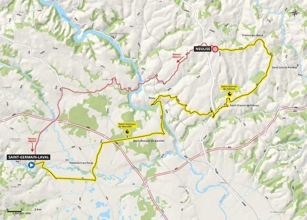 Carte du parcours du Criterium du Dauphiné 2024