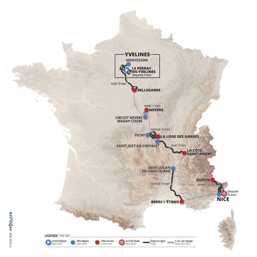 Carte de Paris-Nice 2025