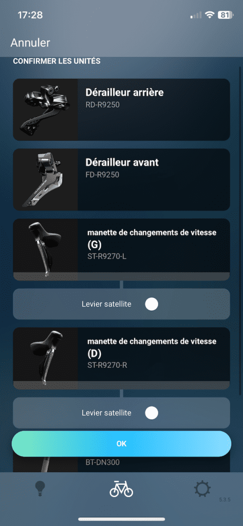 Réglage du Shimano Di2 avec l'application E-Tube