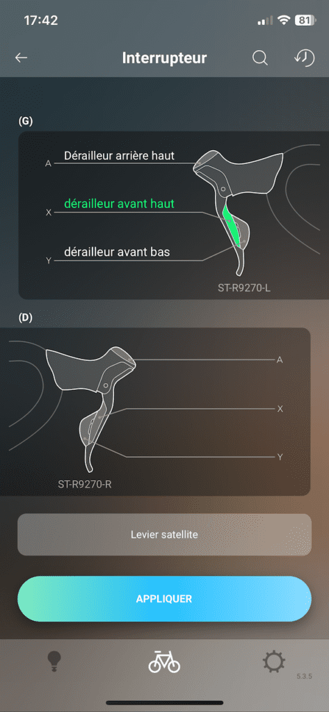 Réglage du Shimano Di2 avec l'application E-Tube
