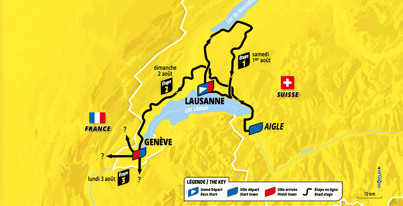 2026 Tour De France Femmes avec Zwift le gars départ est en Suisse