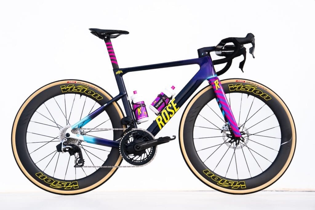 v&eacute;lo Rose 2026 de l'&eacute;quipe Unibet-Rose-Rockets